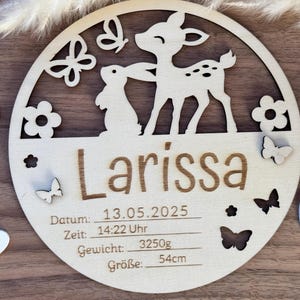 Cartello di benvenuto in legno, dettagli di nascita personalizzati | Tema natale | Neonata Bambina Bambino | Decorazione della cameretta del bambino