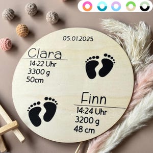 Zwillinge Geschenk zur Geburt personalisiert mit Geburtsdaten | für Neugeborene Glückwünsche | Willkommen Baby Dekoration | NordicDeern