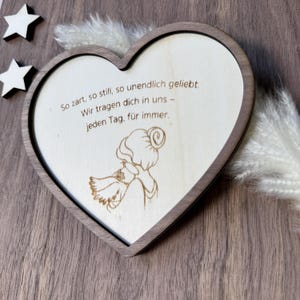 Hartherinnering van een sterrenkind |  met tekst Baby Angel | Rouwgeschenk bij miskraam of doodgeboorte | Condoleances voor overleden kind in rouwbos