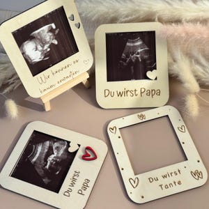 Ultraschall Polaroid Rahmen | Schwangerschaft Verkünden | Du wirst Papa Oma Opa | Herz rot oder weiß | Schwangerschaftsverkündung
