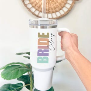 Bridal Gifts, Personalized Bride Gift, Future Mrs. Gift, Bride 40 oz tumbler, Bride Cup with handle, Bridal Shower gift, Colorful Bride Cup