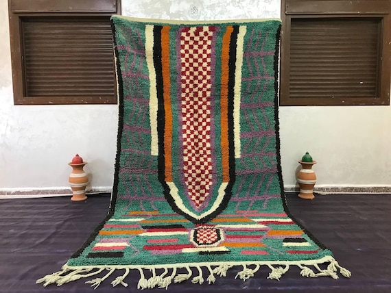 Handmade Boujaade Blue Wool Rug - Unique Artisan Home Décor