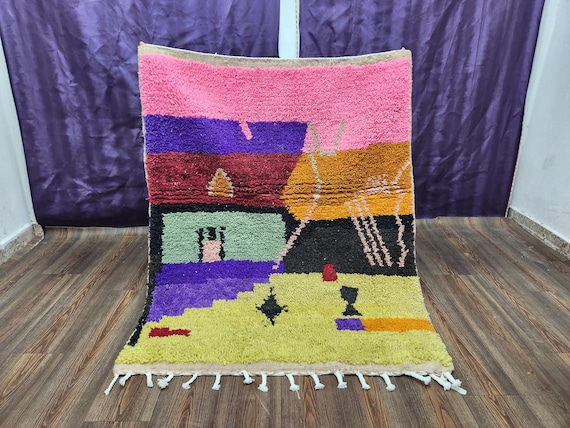 Handwoven Berber Wool Rug: Red Boho Style (Tassel Edge, Various Sizes)