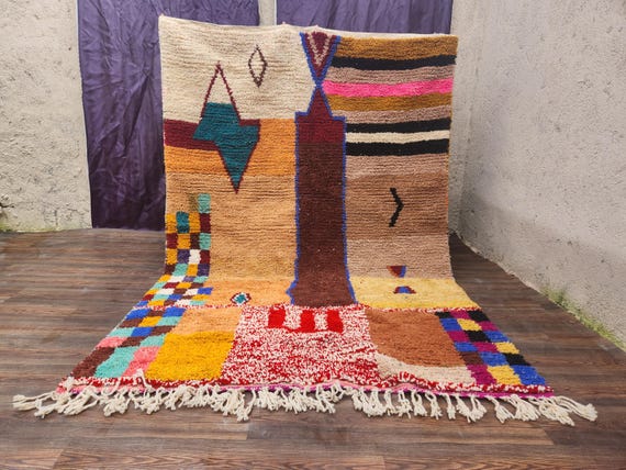 tufted rug moroccan wool orange,berber living room handmade