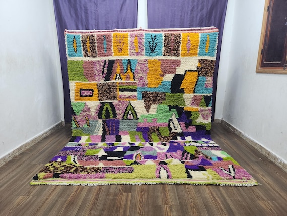 Ethnic Wool Rug: Handwoven Berber Styl, Wool Geometric Pattern