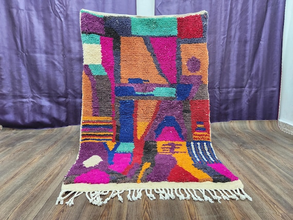 Moroccan Wool Rug: Sage and Olive Green - Hand-Knotted Oushak