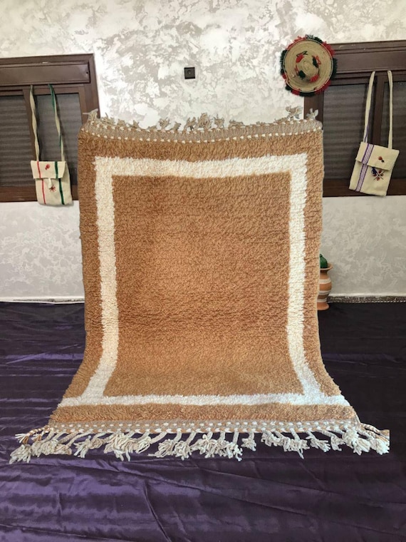 Handmade Moroccan Wool Rug in Beige and Brown - Cozy Home Decor