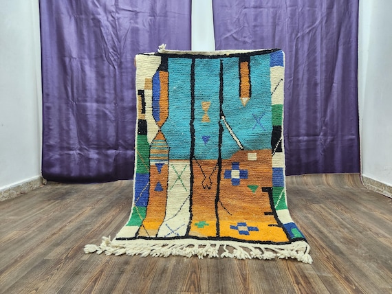 Moroccan Area Rug: Handmade Wool Berber Runner (Multicolor, Soft Texture)