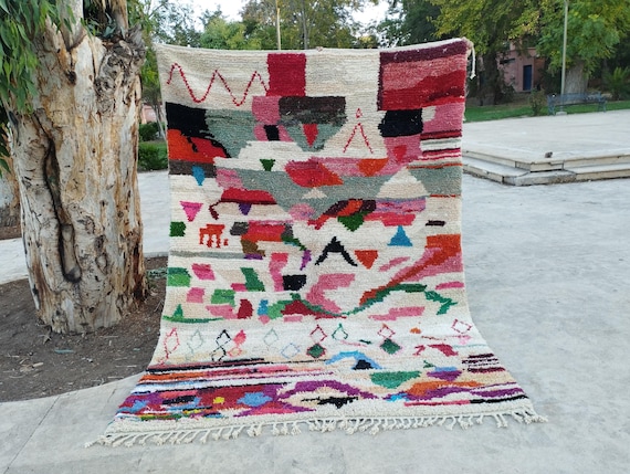 Berber Wool Rug, Handwoven Beni Ourain (Natural Tones)