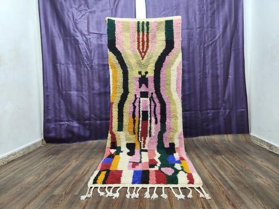 Handmade Azilal Moroccan Rug - Wool, Boho Living Room Decor