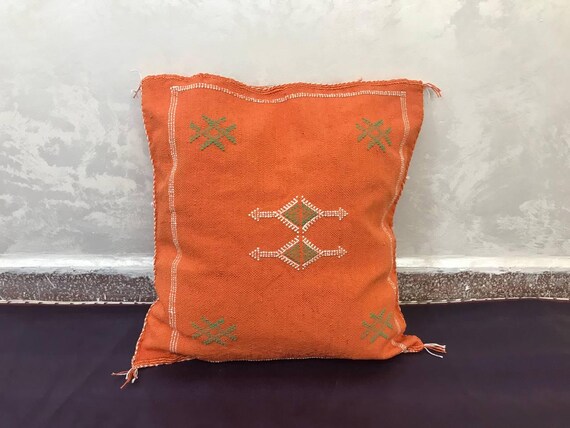 Moroccan Wool Pouf: Square Boho Cushion - Handwoven Beni Ourain Style