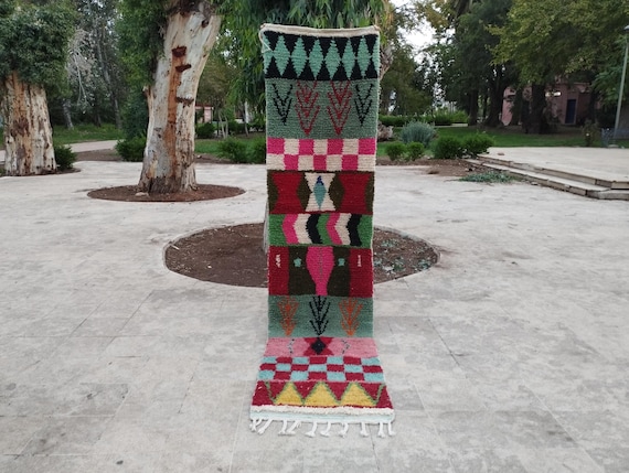 Moroccan Wool Rug Runner - Handmade Orange Azilal Carpet