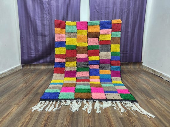 Berber Checkered Rug: Handmade Moroccan Wool (Custom Sizes Available)