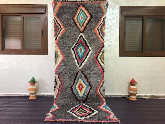 Moroccan Boucherouite Rug Runner: Colorful Boho Cotton (5x2 ft)