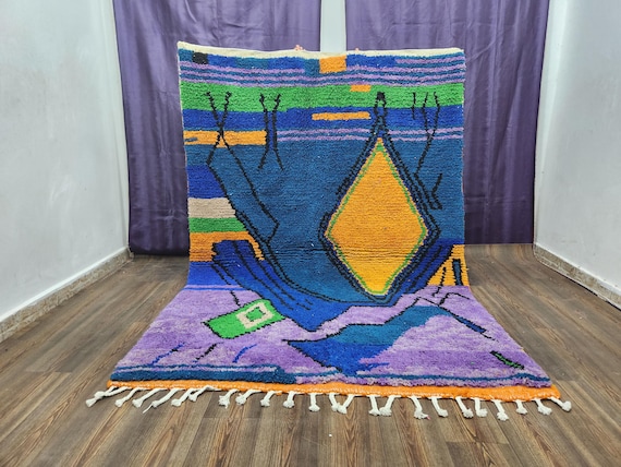 Orange Moroccan Rug - Handwoven Wool Azilal 5x7