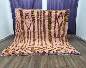 Alfombra bereber de lana marroquí colorida, anudada a mano, 60 x 150 cm