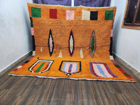 Moroccan Wool Rug: Handwoven Berber Style, Warm Orange