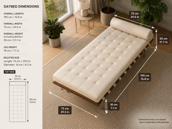 Luxury Tufted Leather Daybed – Solid Walnut & Steel Frame | Mid-Century Modern Chaise Lounge