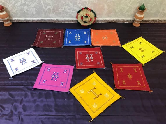 Moroccan Kilim Pouf - Large Wool Floor Cushion with Tribal Motifs