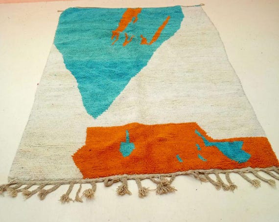 Moroccan Wavy Beni Ourain Rug: Blue Boujaad Wool (Handmade, Custom Sizes)