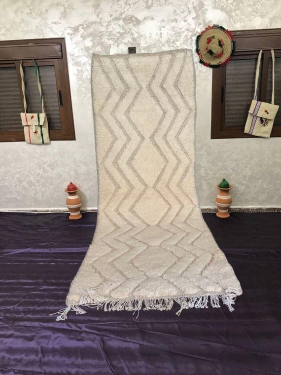 Cream Beni Ourain Moroccan Rug - Soft Wool Shag with Tassels