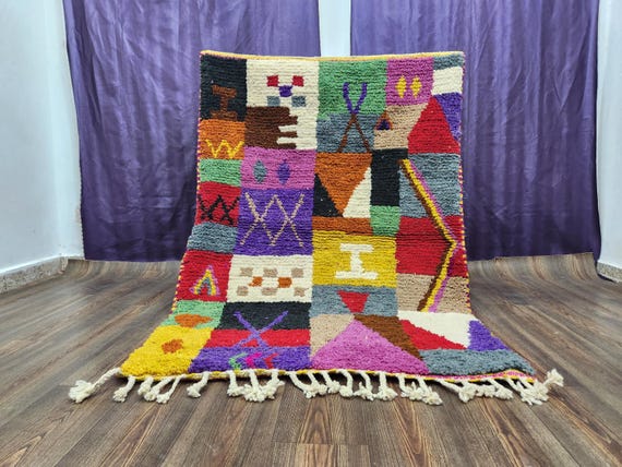 Hand-Knotted Moroccan Rug: Yellow-Green Wool - Soft, Custom Size