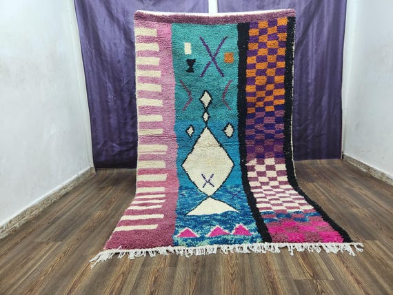 Moroccan Berber Rug: Handwoven Wool, Russet Geometric Design