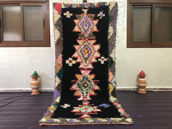 Boucherouite Rug Runner, Handwoven Moroccan Carpet (5x2 ft)