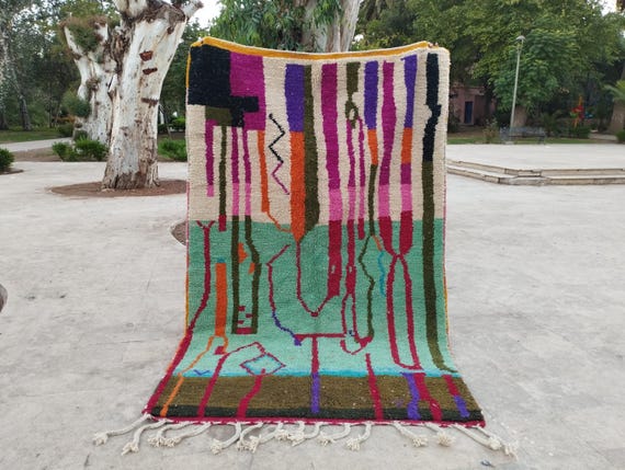 Handwoven Berber Wool Rug - Colorful Moroccan Tribal Patterns