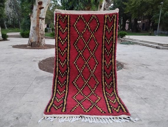 Berber Wool Rug: Handmade Moroccan Shaggy Style (Green, Living Room)