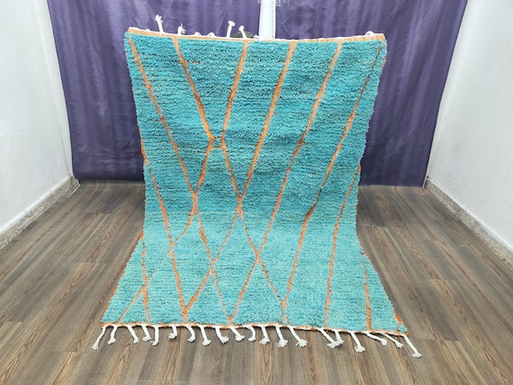 Ethnic Wool Rug: Handmade Burnt Orange - Cozy Boho Accent
