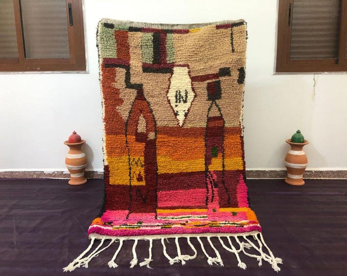 Featured listing image: Handmade Wool Moroccan Rug: Shaggy Berber, Boho Mid-Century (16x14 ft)