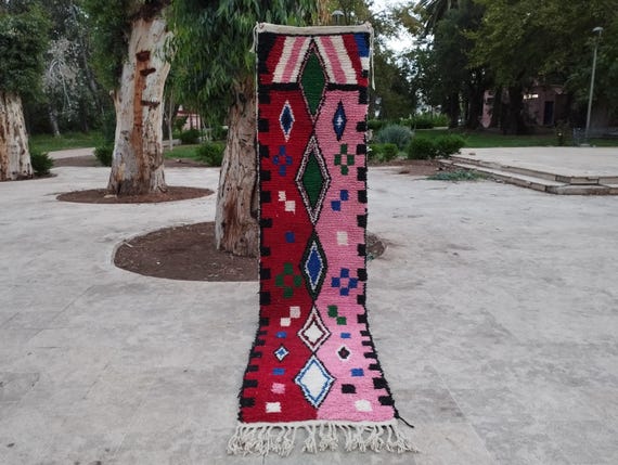 Handwoven Berber Rug: Traditional Moroccan Wool, Cream and Brown