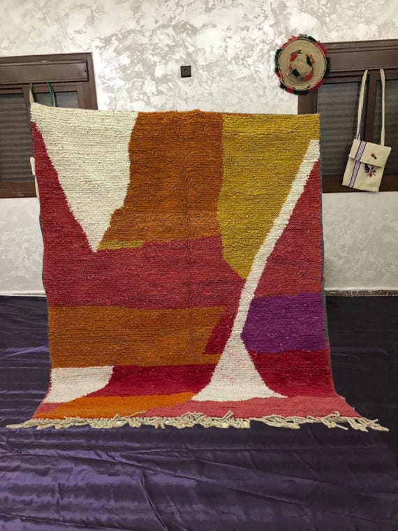 Handwoven Moroccan Berber Rug - Boujaad Style, Multi Color Wool