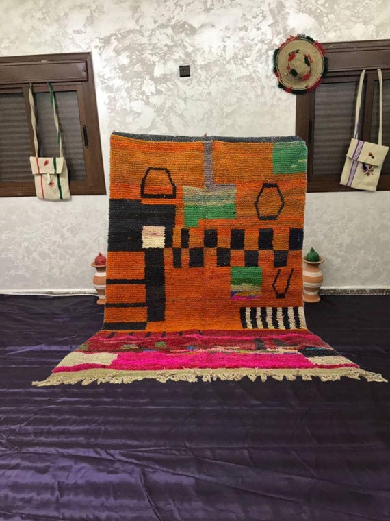 Moroccan Berber Wool Rug: Handmade Multicolor 2x4 Feet