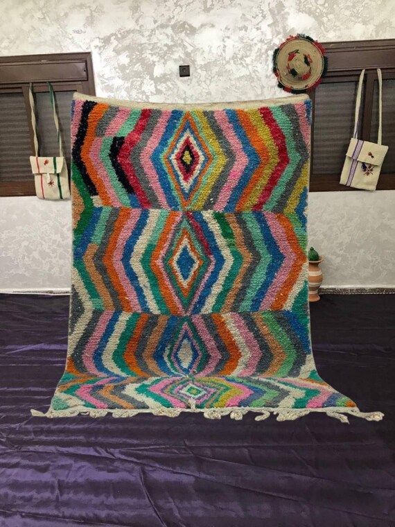 Moroccan Wool Rug: Burgundy Striped Berber - Handwoven Tapestry