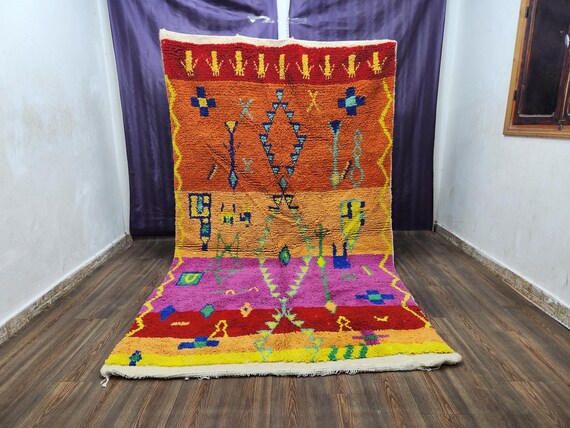 Boho Wool Rug, Handwoven, Earth Tones (5x7 Feet)