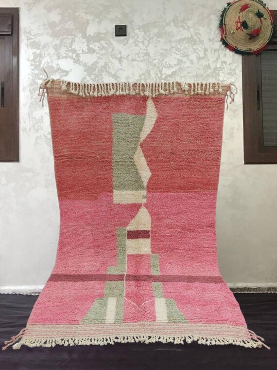 Handwoven Moroccan Rug: Blush Pink Azilal Wool (Custom Sizes)
