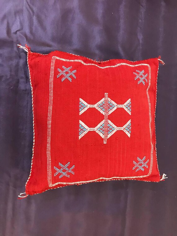 Moroccan Floor Pouf: Handwoven Berber Sabra Silk - Boho Home Decor