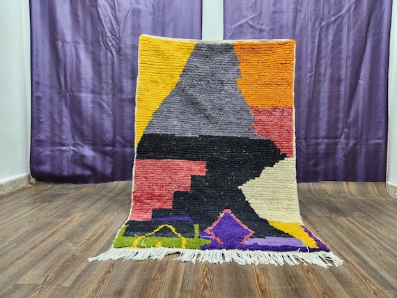 Moroccan Berber Wool Rug - Handmade, Earthy Boho Colors