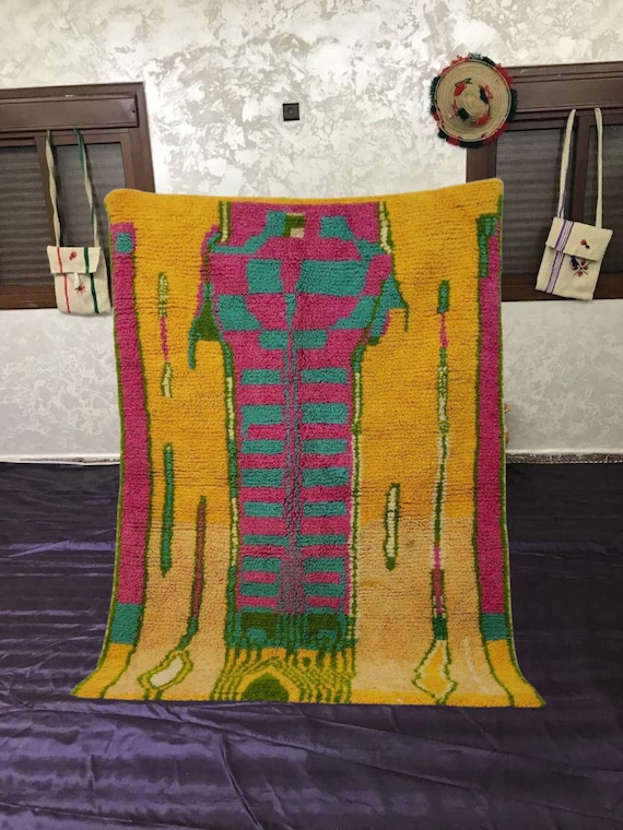 Moroccan Berber Wool Rug, Bright Geometric Design (8x10 & 10x12)