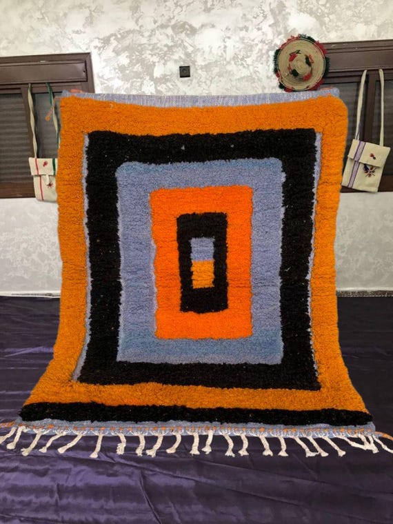 Berber Wool Rug, Burnt Orange, Handwoven Shag (10x14 Feet)