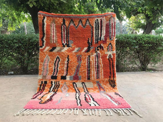 Moroccan Berber Rug: Burnt Orange Wool (Handmade 10x14)