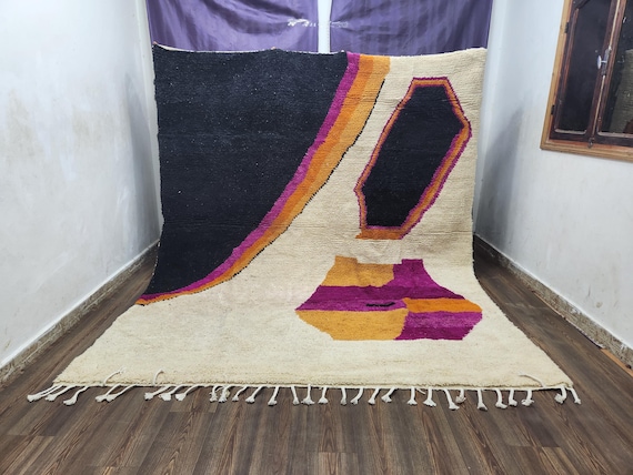 Handwoven Wool Rug - Burnt Orange Berber Pattern