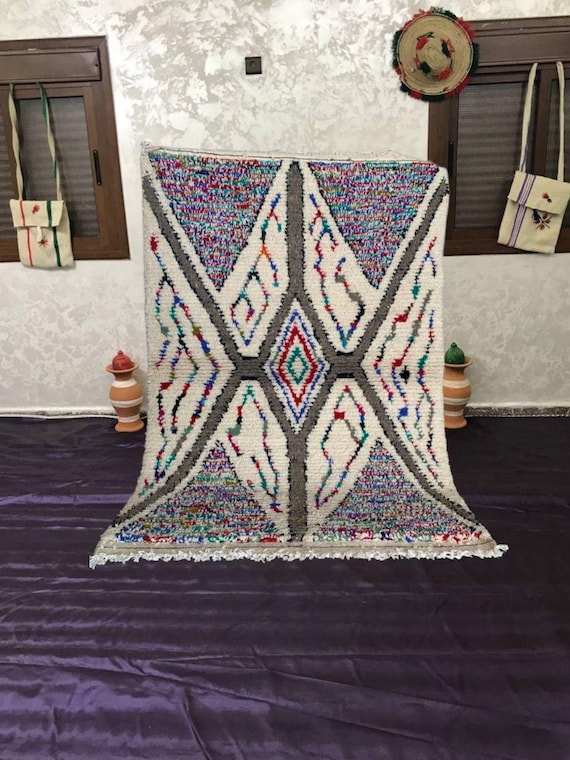 Spider Carpet Rug: Moroccan Wool Handwoven - Boho Berber Style