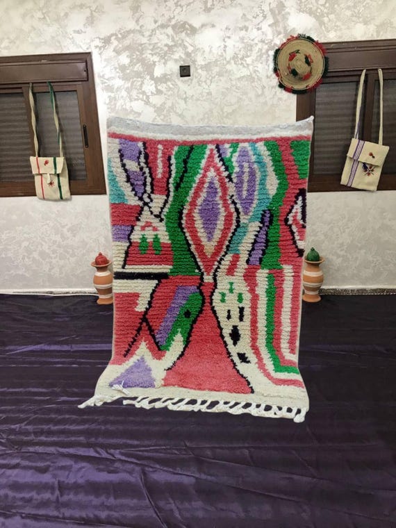 Moroccan Wool Rug, Berber Pattern, Terracotta and Ivory (6x9)