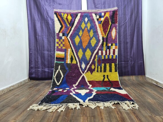Berber Wool Rug: Moroccan Beni Mrirt Pattern - Handmade, Colorful