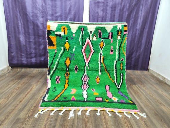 Black Beni Ourain Rug: Handwoven Wool, Custom Size