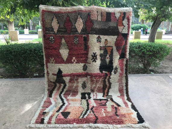 Beni Ourain Wool Rug, Moroccan Berber Patterns, Colorful Boho (11x14 to 12x18 ft)