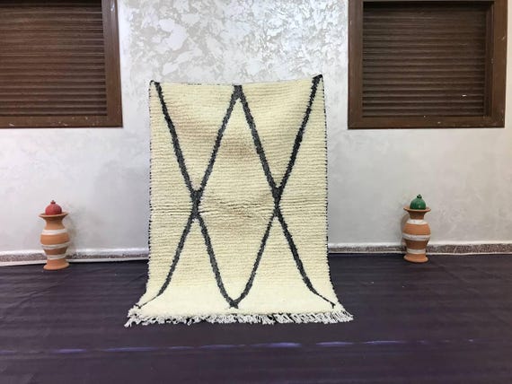 Berber Azilal Rug - Handwoven Black and White Wool